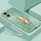 thumbnail image 1 of Funda De Borde Recto Galvanizado Para iPhone 11 11 Pro Max Con Soporte De Oso Y Cordón De Silicona, 1 of 4