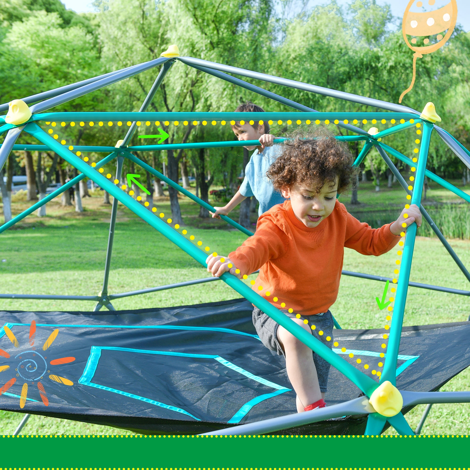 YIYADO Children's Climbing Dome Tower, Made of Steel Frame, Rust-Proof, Rock Climbing, Maximum Load-Bearing 1000 Pounds, Can Accommodate 5-7 Children