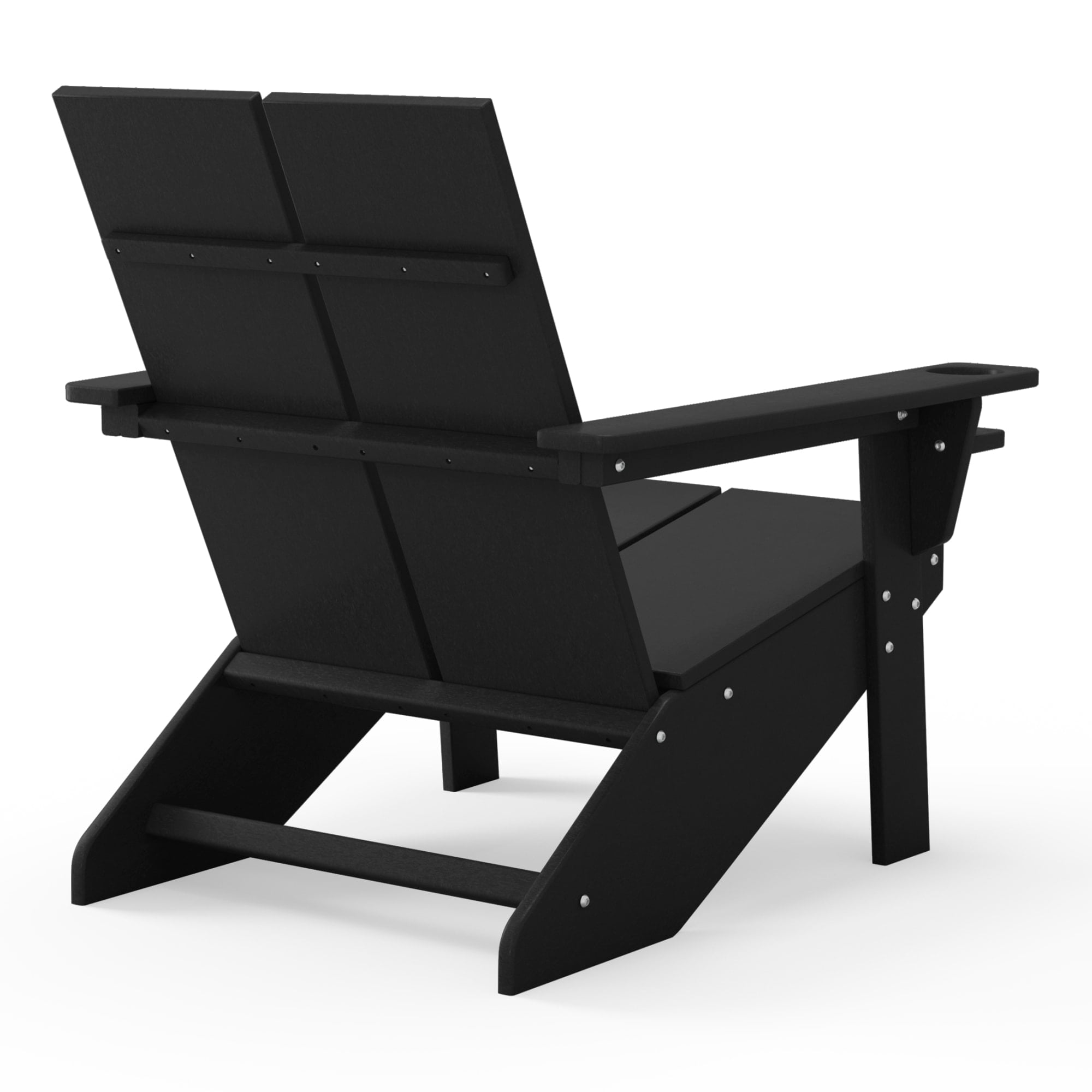 WestinTrends Riviera Outdoor HDPE Modern Adirondack Chair with Cup Holder (Set of 4), Black