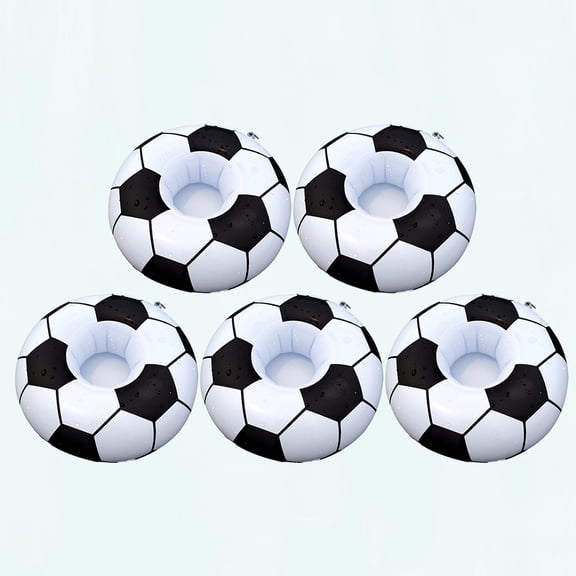 GOOHOCHY 5-Pack Inflatable Football Drink Holders for Pool Parties, Outdoor Fun, Beach, and Backyard Gatherings