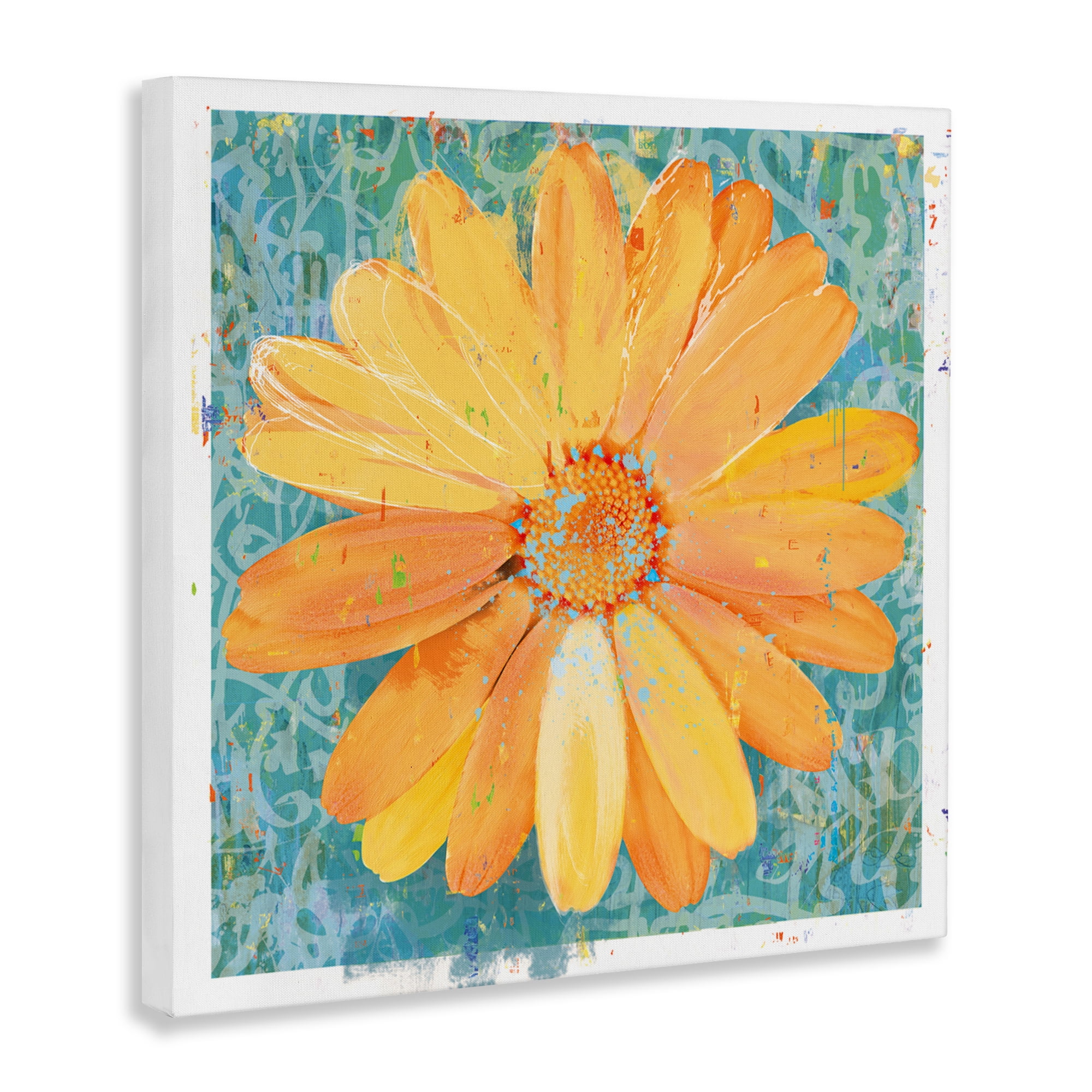 Stupell Industries Urban Daisy over Graffiti Canvas Wall Art, design by Porter Hastings