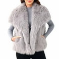 thumbnail image 2 of DAFPZW Women's Winter Coat Lapel Open Front Sleeveless Furry Faux Fur Vest Shaggy Oversized Fuzzy Waistcoat, 2 of 4