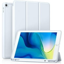 Case Compatible with iPad 10.2 Inch 2021/2020/2019, for iPad 9th/8th/7th Generation Case with Pencil Holder, Protective Case with Soft TPU Back, Auto Sleep/Wake Cover, White