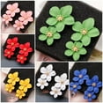 thumbnail image 2 of HOOUN 925 Silver Flower Shaped Drop Earrings for Women Elegant Earrings Women Jewelry-Green, 2 of 9