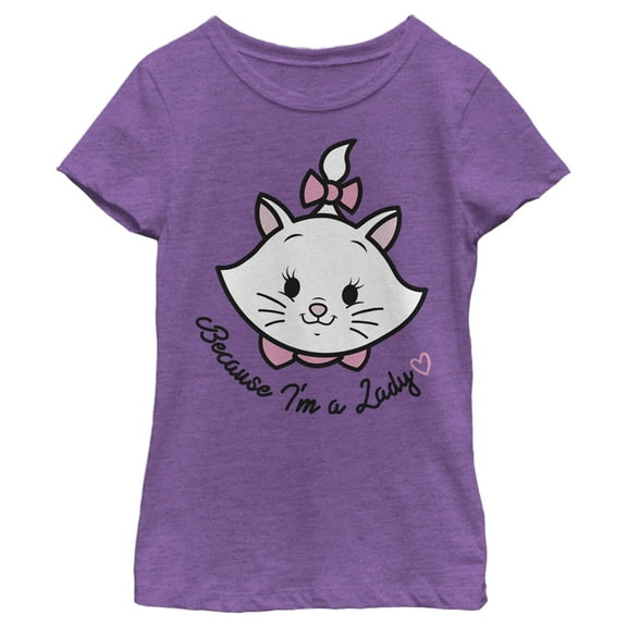 Girl's Aristocats Marie Portrait I'm a Lady  Graphic Tee Purple Berry Medium