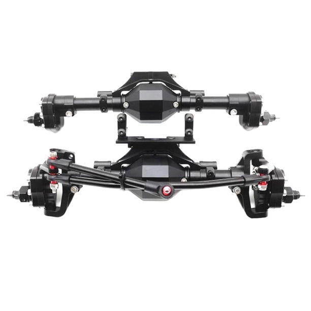 Eje de portal de alta elevación a escala de aluminio CNC para Crawler RC 1/10 Axial SCX10 II Negro