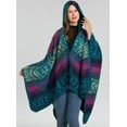 thumbnail image 3 of Zhengup Women's Winter Vintage Hooded Shawl Wrap Open Front Poncho Cape Pashmina Jacquard Blanket Oversized Cardigan Coat, 3 of 7
