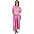 thumbnail image 3 of Bimba Maternity Kaftan Belt Nursing Night Gown| Front Buttons| Baby Shower Gift, 3 of 8