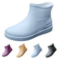 thumbnail image 2 of XIMIN Women's Lightweight Rain Boots Wide Calf Mid Waterproof Rainboots Solid Color Rain Boots Outdoor Non-Slip Boots Short Ankle Boots Garden Boots, 2 of 8