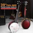 thumbnail image 2 of Banjo Pyle de 5 cuerdas, 39 pulgadas, con cabezal Remo, resonador Sapele, rojo, 2 of 7