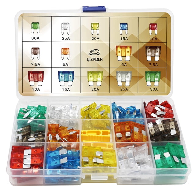 Kit de fusibles automotrices de 140 piezas - Surtido de fusibles automáticos de cuchilla estándar y mini fusible para automóvil para vehículos recreativos marinos, campistas, barcos y camiones (5 A, 7