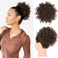 thumbnail image 2 of Desertasis elastic drawstring loose short curly bun wig High Temperature Silk Curly Hair Bag With Drawstring Fluffy And Messy Hair Bag Elastic Ponytail Rope For Curly Hair Brown, 2 of 8