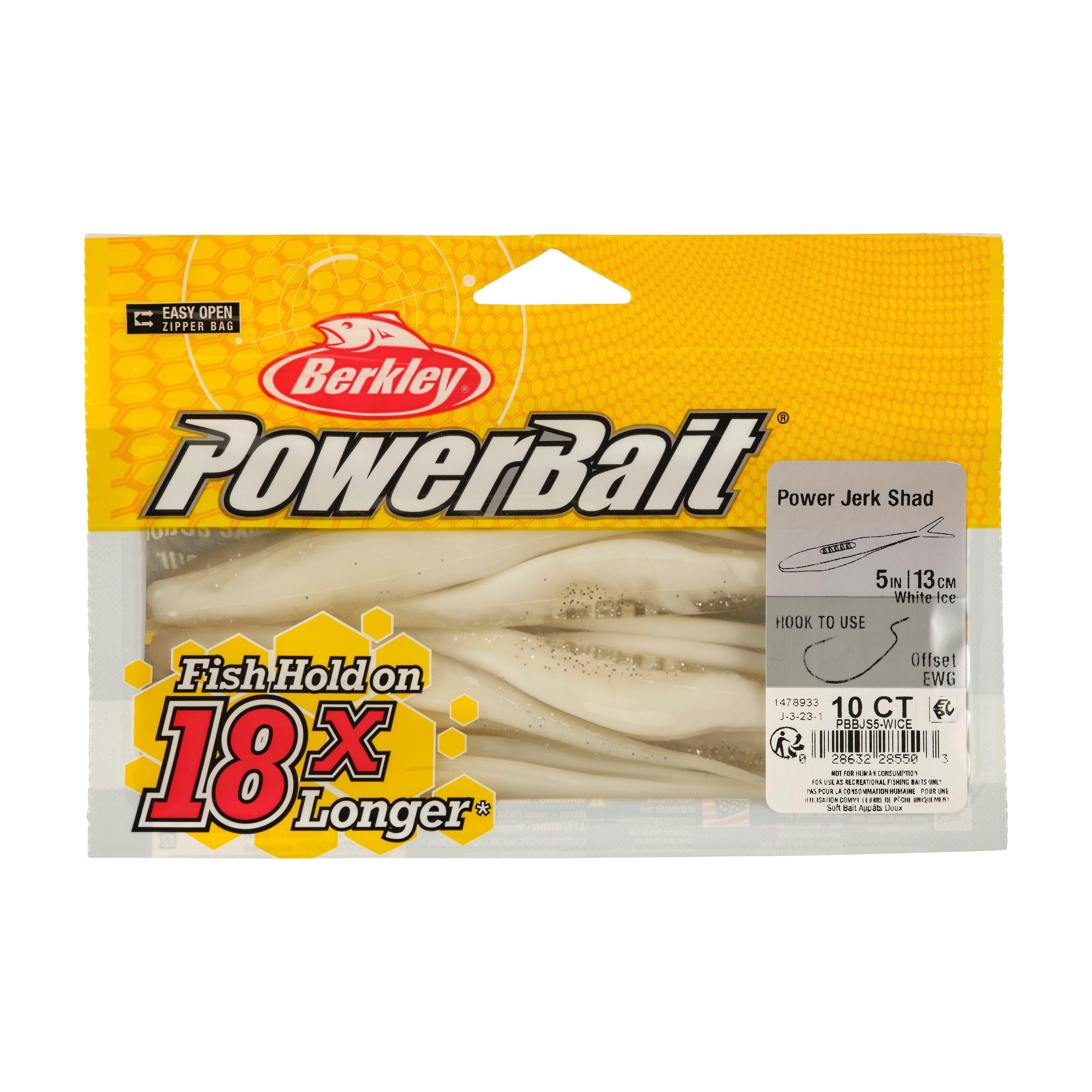 Berkley PowerBait® Jerk Shad Fishing Bait, White Ice, 5in