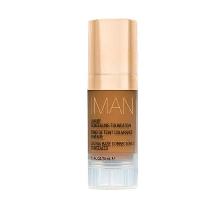 IMAN Cosmetics Luxury Concealing Foundation, Deep Skin, Earth 1, 0.5 Oz