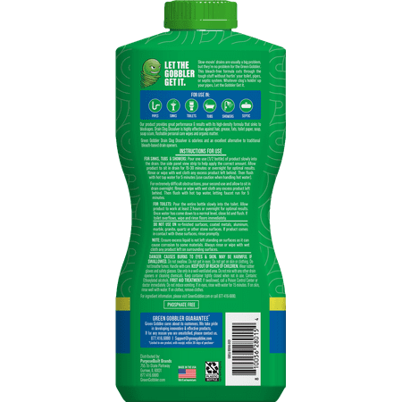 Green Gobbler Drain Clog Remover & Cleaner for Toilets, Sinks, Showers Septic-Safe, 31 oz