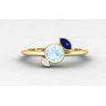 thumbnail image 2 of HeartsAndYou 1ct Natural Round Aquamarine Diamond Sapphire Trilogy Ring 14k SOLID Yellow Gold, 2 of 9