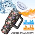 thumbnail image 5 of 40oz Pioneer Flower Floral Print Pattern Insulated Tumbler with Handle, BPA-Free Leak Proof Lid and Straws, Double Wall Vacuum, Hot 12h/Cold 34h, 5 of 6