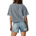 thumbnail image 4 of Vivianyo HD Casual Women's Summer Short Sleeve T-Shirt Women's Solid Round Neck Short Exposed Navel Top With Back Design And Pockets Loose Fitting T-shirt Short Sleeved Round Neck Top/shirt, 4 of 7