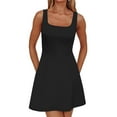 thumbnail image 3 of WQQZJJ Women's Fashion Dress, Solid Color Square Neck Straps Sleeveless Sundress, Summer Casual Sexy Slim A-Line Mini Dresses, 3 of 8