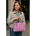 thumbnail image 5 of Women’s Large PU Leather Tote Handbag with Removable Shoulder Strap, Roomy Satchel Purse with Multiple Pockets for Work & Travel, 11.8×5.1×8.3 inches(Purple), 5 of 5