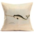 thumbnail image 4 of 4 Pack Sea Animal Whale Home Decor Pillowcase Different Whale Species with Text Introduction Cotton Linen Throw Pillow Case Cushion Cover Protector 18x18 Inches, 4 of 7