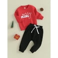 thumbnail image 3 of Wassery Baby Boys Girls Christmas Outfits Set Long Sleeve Truck Letters Print Sweatshirt Elastic Waist Pants 3M 6M 12M 18T 24T 3T Toddler 2Pcs Fall Winter Christmas Clothes, 3 of 9