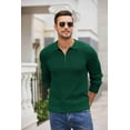 thumbnail image 3 of COOFANDY Mens Knit Polo Shirt Quarter Zip Slim Fit Pullover Long Sleeve Sweater Polo Bright Green XXXL, 3 of 4