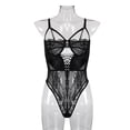 thumbnail image 3 of Lencería delgada para mujer Ropa de dormir sexy para mujer Body de encaje con tiras, L, Negro AweSitey XX000067-11, 3 of 7