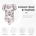 thumbnail image 4 of Balery Rose Flowers Body de cuello redondo de manga corta para mujer Tops de manga corta Tops básicos-X-Large, 4 of 7