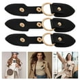thumbnail image 3 of 15 Pairs Metal Buckle Fasteners for Black Dress Duffle Coats Cardigans with PU Switch Trumpet Design, 3 of 6
