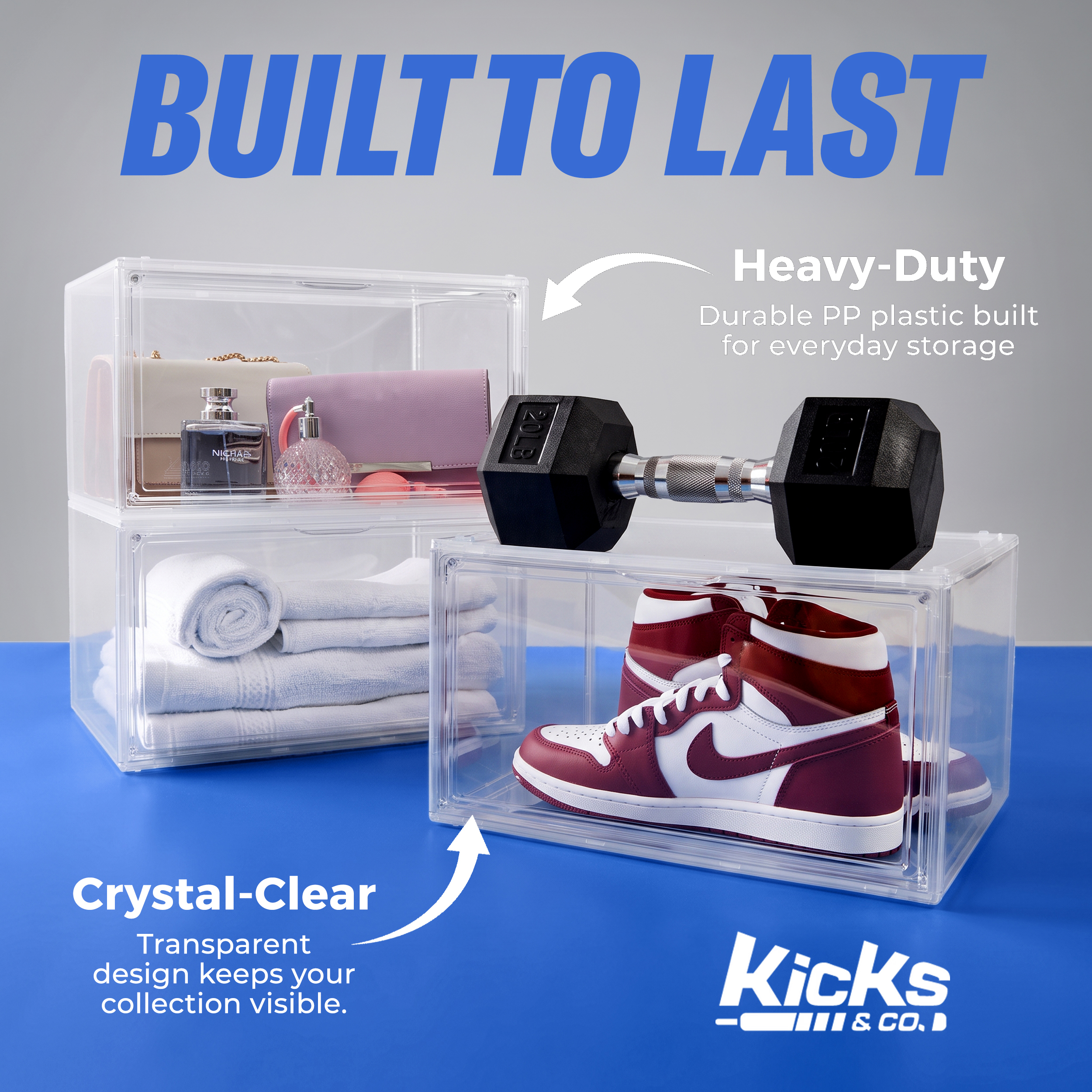 Kicks & Co XL Clear Shoe Storage Box, Stackable, 2-Pack photo 8