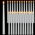 thumbnail image 1 of HSHDLDF 24 Packs Flameless Taper Candles Battery Operated 11 Inch Long Candle Light LED Flameless Candlesticks Fake Candles Flickering Tapered Candles for Valentine's Day, Wedding(Silver), 1 of 7