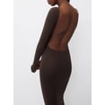 thumbnail image 4 of Cenuakty Women  Long Sleeve Long Bodycon Dress Solid Color Backless Dress Fall Fashion Party Dress, 4 of 9