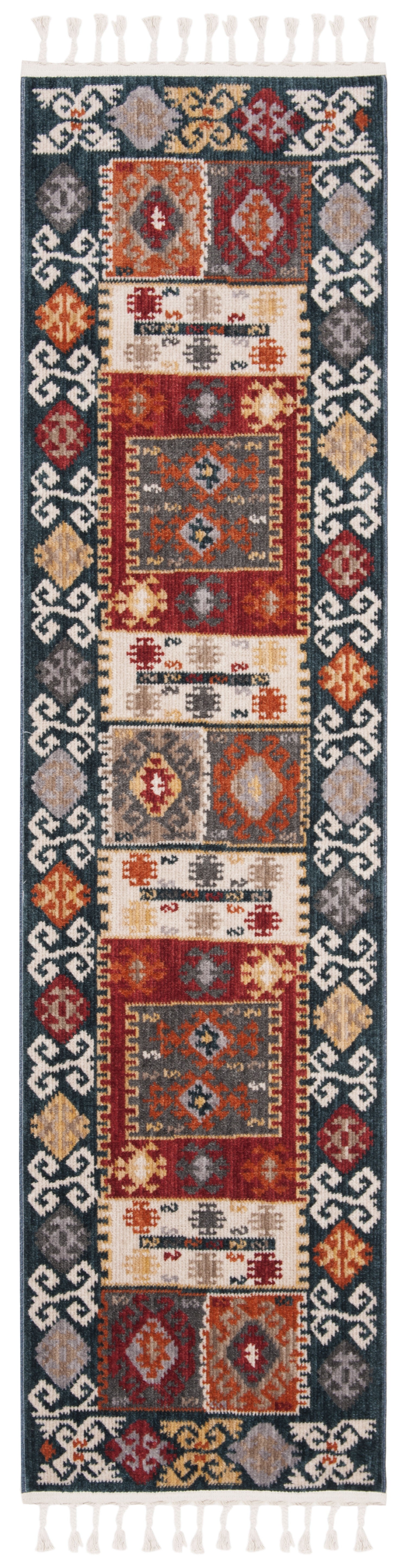 Safavieh Farmhouse Milford Southwestern Runner Rug, Cream/Navy, 2'1" x 8'