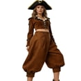 thumbnail image 4 of SJLDQY Carnival Womens Pirate Dress Up Fashion Suede Tops Pants Outfits Party Funny Stage Performance Clothes Set, 4 of 4