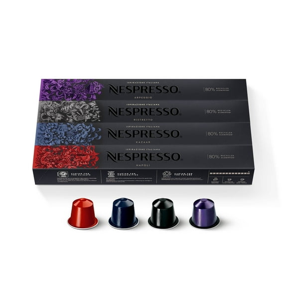 Nespresso Capsules Original, Dark Roast Variety Pack Espresso Coffee, 40-Count Espresso Coffee Pods, Brews 1.35oz