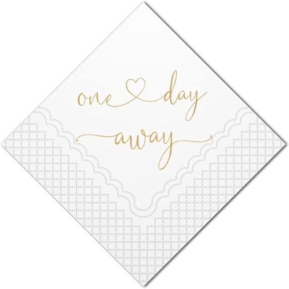 20pcs One Day Away Rehearsal Dinner Cocktail Napkins, One Day Away Party Supplies Paper Napkins in Bulk for Rehearsal Dinner Wedding Beverage Table Decorations , 5x5 Inches 5"x5"