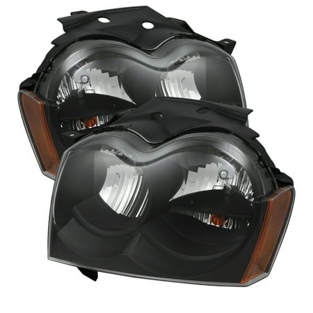 For 05-07 Jeep Grand Cherokee TD Crystal Headlights (Black) TD-HD-JH-JGC05-AM-BK