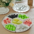 thumbnail image 6 of Efavormart Pack of 2 | 16" White Disposable Round Serving Trays, 7-Compartment Food Trays With Silver Rim, 6 of 11