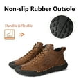 thumbnail image 4 of Mens Leather Casual Boots Vintage Slip Resistant Flat Boots Driving Business Office Shoes Lightweight Comfortable Brown 9.5 US, 4 of 7