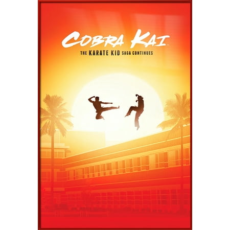 Cobra Kai - Framed TV Poster (Sunset Showdown - Crane - Regular) (Size: 25" x 37") (Red Plastic Frame)