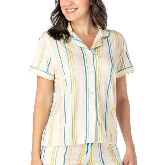 Hello Mello Lazy Daisy Lounge Short Sleeve Pajama Top, Havana Nights Medium/Large (Women's)