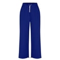 thumbnail image 6 of Women'S Fleece Lined Sweatpants Foldover Waistband Drawstring Wide Leg Sweat Pants Fashion Lounge Pants With Pockets, 6 of 8