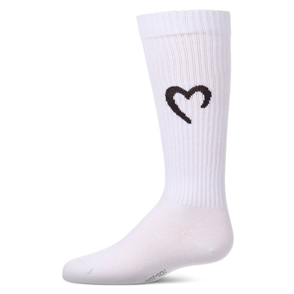 MeMoi Girls "Open Heart" Ribbed Cotton-Rich Novelty Knee High Sock - Girls - Female, 6, White