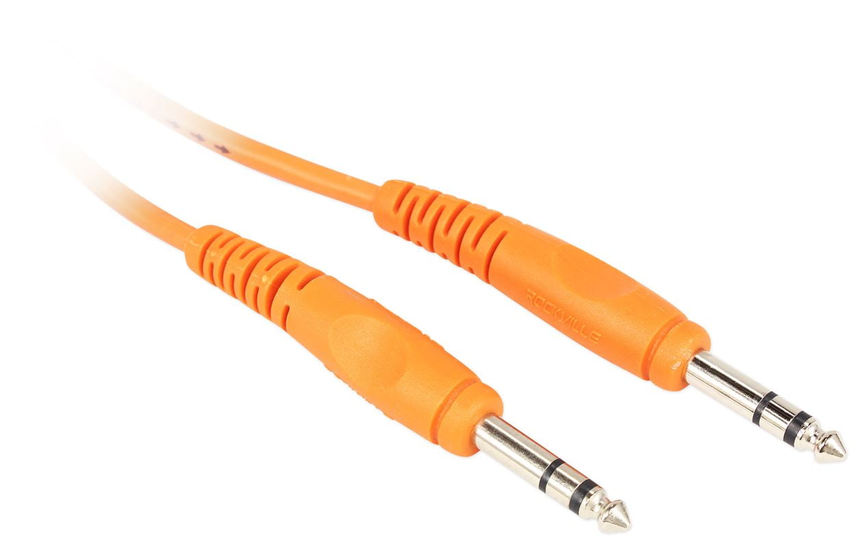 12 Rockville RCTR110O Orange 10' 1/4'' TRS to 1/4'' TRS  Cable 100% Copper