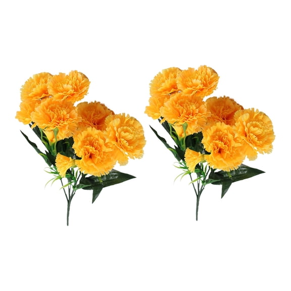 Artificial Carnations, 2 Bunches 10 Head Fake Carnation Bouquets, Mother's Day Floral Decor for Wedding Home Outdoor Table Centerpieces (Yellow)