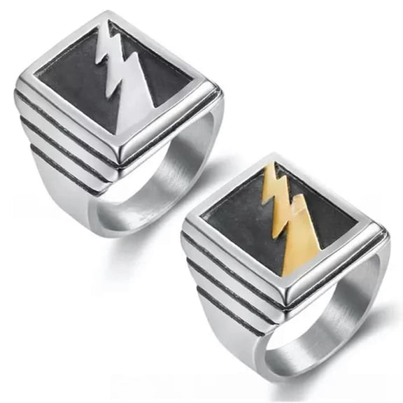 GKNET Personalized Fashion Stainless Steel Vintage Lightning Men's Rings Size 7-16