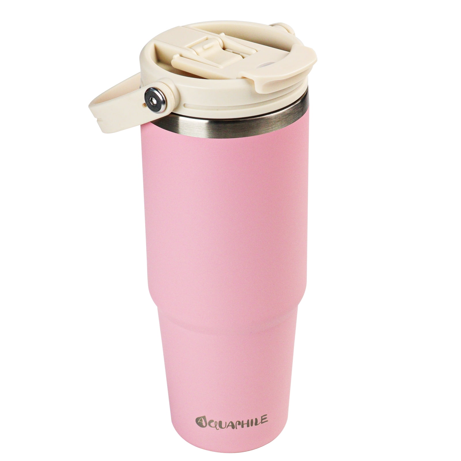 AQUAPHILE Insulated Water Bottle 30 oz with Straw Lid Handle Double Walled  Stainless Steel Pink - Walmart.com