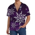 thumbnail image 1 of Balery Snowflake Gradient Purple Camisa Casual de Manga Corta con Botones para Hombre, Texturizada, Estilo Cubano, para Playa, Verano-Large, 1 of 5