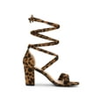 thumbnail image 3 of BLISSFUL STEP Women's Solid Color Strap Block Heel Lace up Sandals, 3 of 7